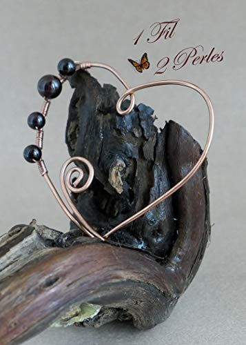 Broche Coeur et Perles de Grenat Rouge Fait Main Wire Wrapping, Epingle Accessoire Vetement Cadeau Femme