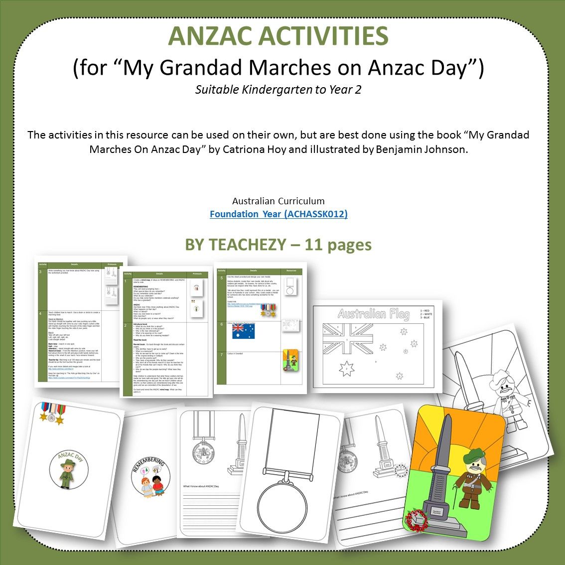 ANZAC Activities suitable for Kindergarten to Year 2 used ...