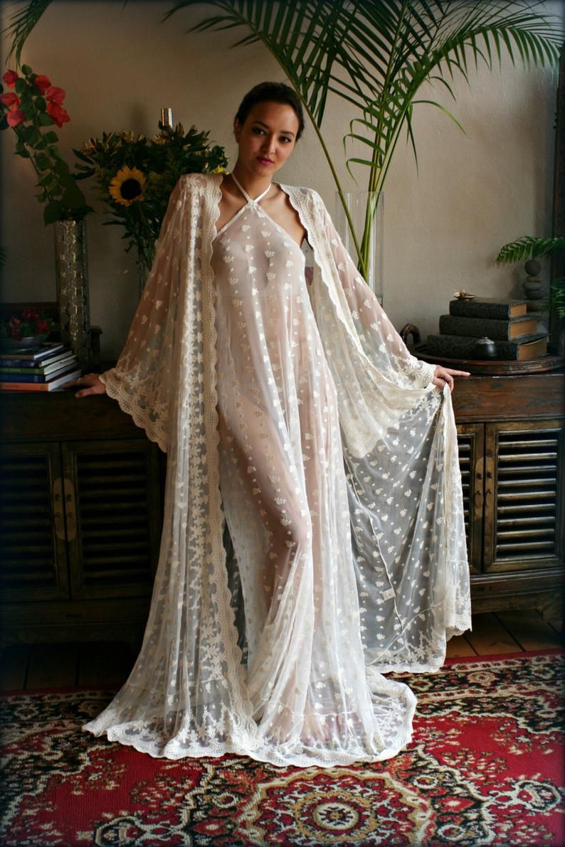 Reign Collection Bridal Robe Embroidered French La Reign Collection Bridal Robe Embroidered French La
