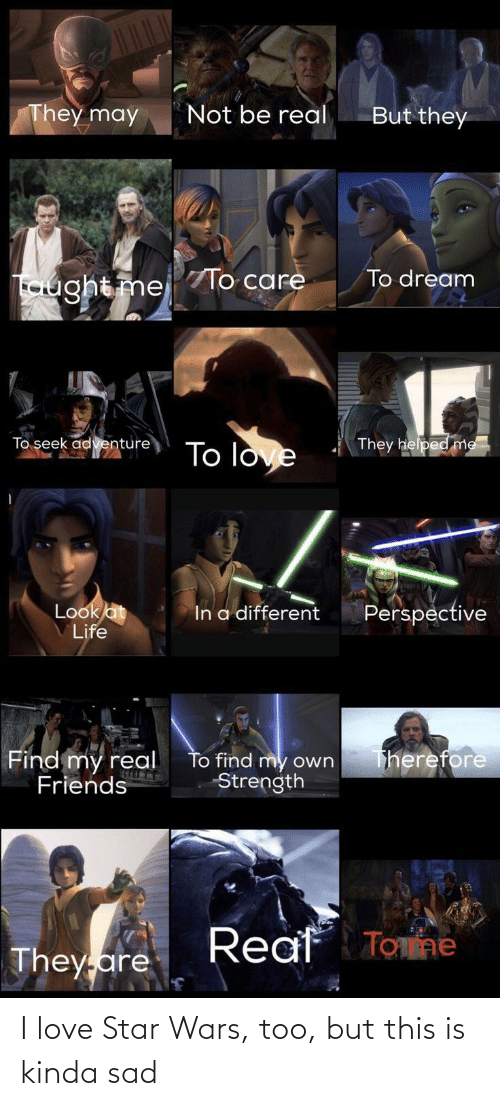 They May Not Be Real but They to Dream Ught mejTo Care to Seek Adventure They Helped Me to Love Perspective Look at Life in a Different Therefore Find My Real Friends to Find My Own Strength Reaf TOTne They Are I Love Star Wars Too but This Is Kinda Sad | Friends Meme on ME.ME