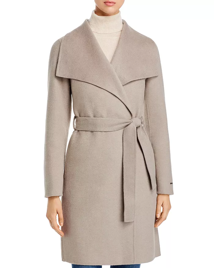 T Tahari Womens Double Face Wool Wrap Coat with Oversized Collar Wool Coat T Tahari Womens Double Face Wool Wrap Coat with Oversized Collar Wool Coat
