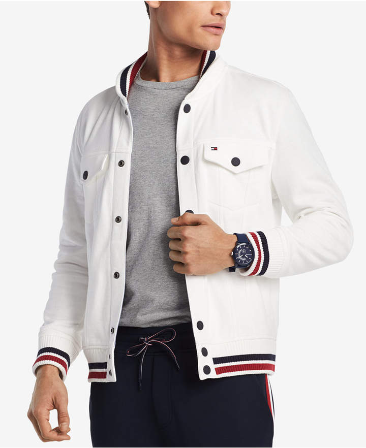 tommy hilfiger stripe padded bomber jacket