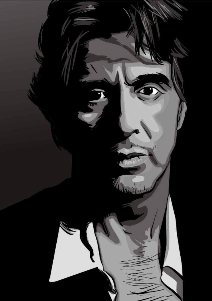 Al Pacino | Celebrity art portraits, Graphic poster art, Black art pictures