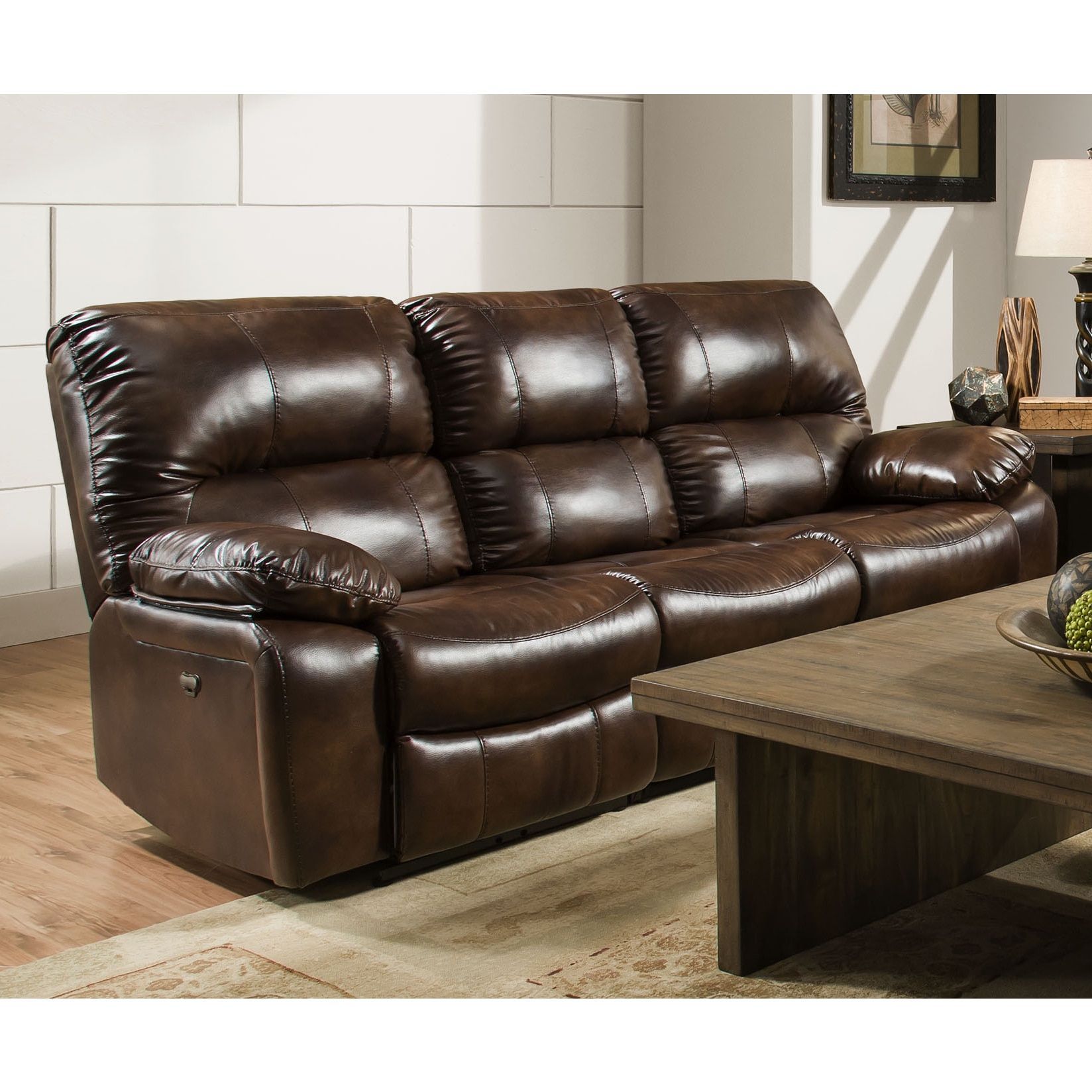 Owen Brown 3 Seat Reclining Sofa Faux Leather - Leo Minor Double Leather Reclining Sofa Owen Brown 3 Seat Reclining Sofa Faux Leather - Leo Minor Double Leather Reclining Sofa