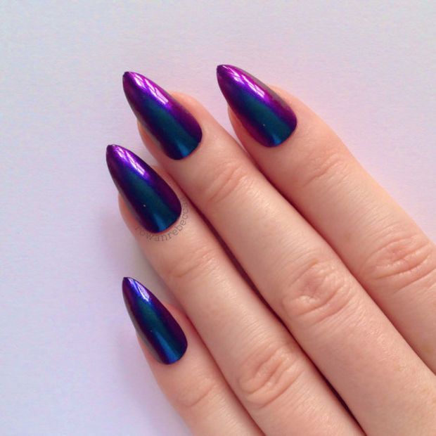 Cyan Purple Chrome Stiletto Nails Nail Designs Art Cyan Purple Chrome Stiletto Nails Nail Designs Art