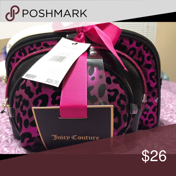 3 Piece Juicy Couture Cosmetic Bag Set - Juicy Couture Makeup Bag Set