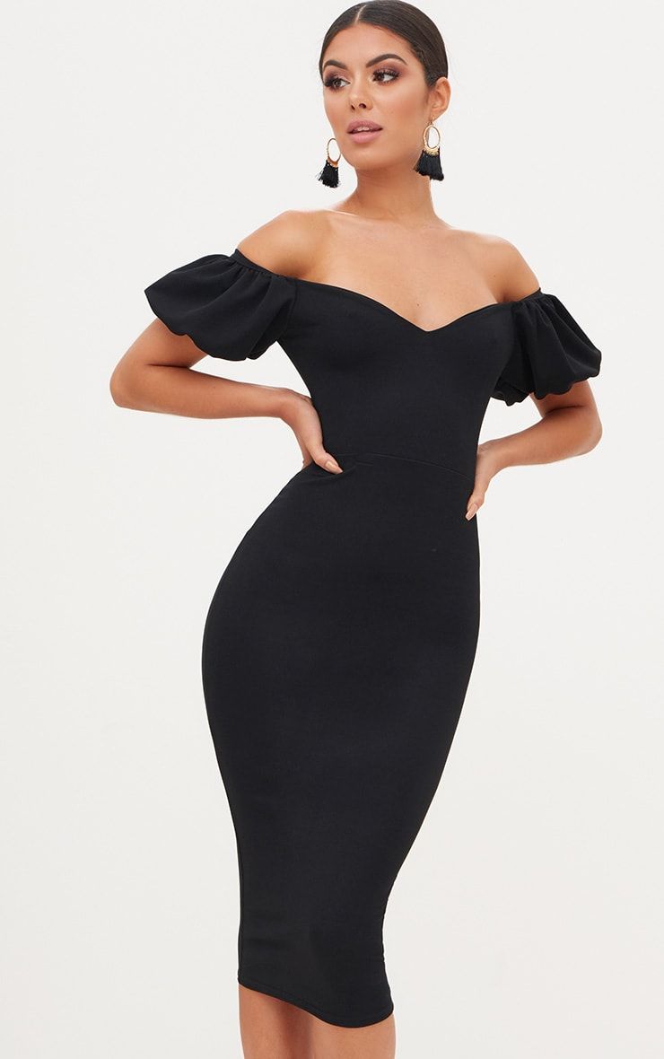 bardot black evening dress