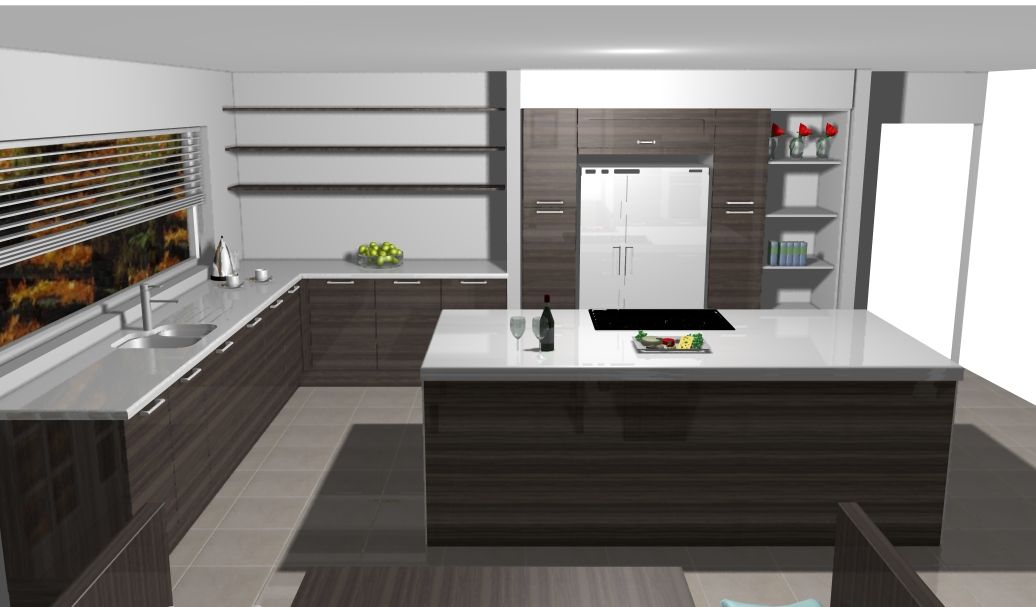 ultra modern sleek kitchen design with built in wall units