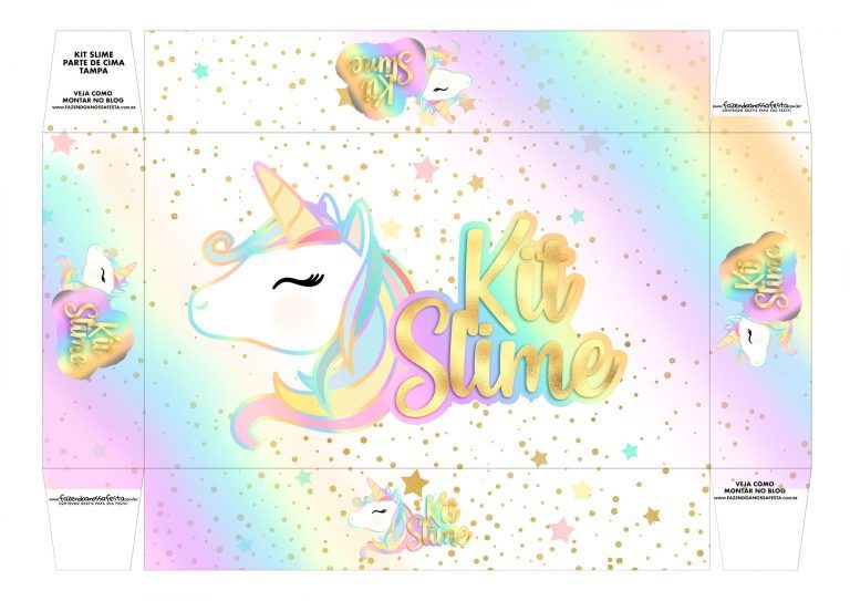 Lembrancinha Kit Slime Unicornio Tampa Unicornio