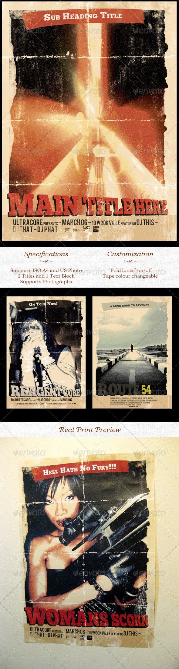grindhouse theatre poster template flyer design pinterest