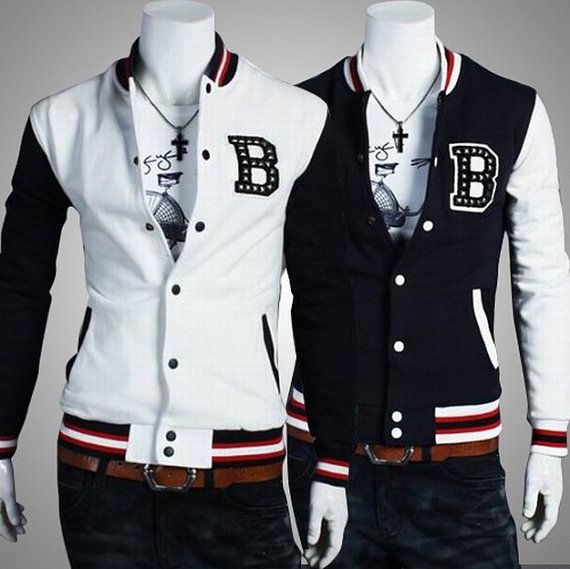 Men Hooded Baseball Varsity Slim Fit Jacket Button Cardigan Coat Sweater Outwear Sports Tops