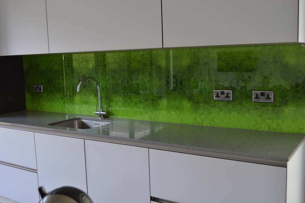 Green Moss Printed Glass Kitchen Splashback By CreoGlass Design London UK Green Moss Printed Glass Kitchen Splashback By CreoGlass Design London UK
