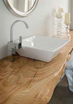 Mensola Per Lavabo In Legno Massello Con Trattamento Resinato