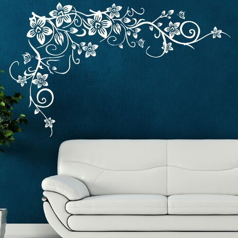 Home Décor Butterfly Vine CORNER Flower Wall Art Stickers Background Decal Art