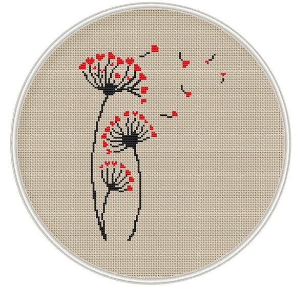Dandelion cross stitch pattern, Counted cross stitch pattern, Instant Download, Free shipping, Cross-Stitch PDF, Love cross stitch, MCS085 #craftstomakeandsell