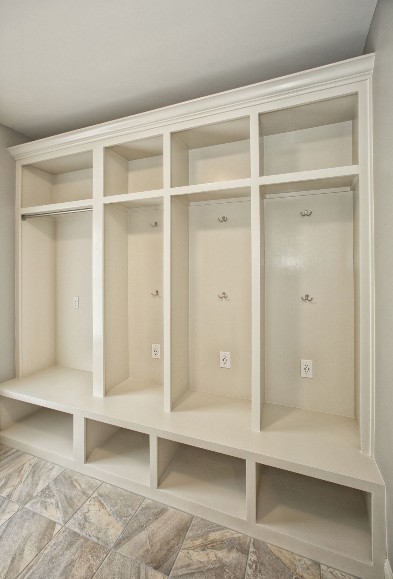 Mudroom Cubbies With Usb Charging Station In A Laundry Room Mudroom Cubbies With Usb Charging