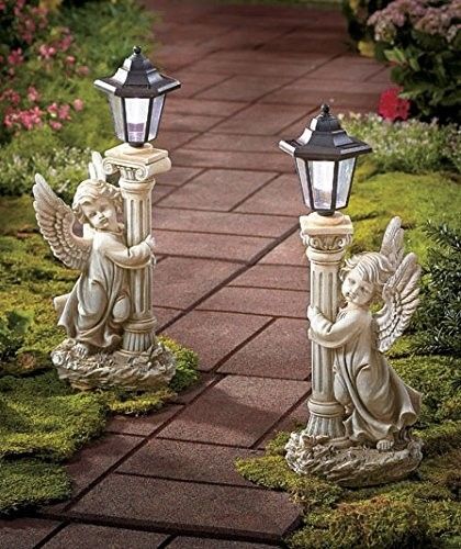 Antique Cherub Lamp Foter Garden Angels Angel Statues Lanterns Angel Garden Statues Lanterns, Cherub Garden Statue With Solar Lantern