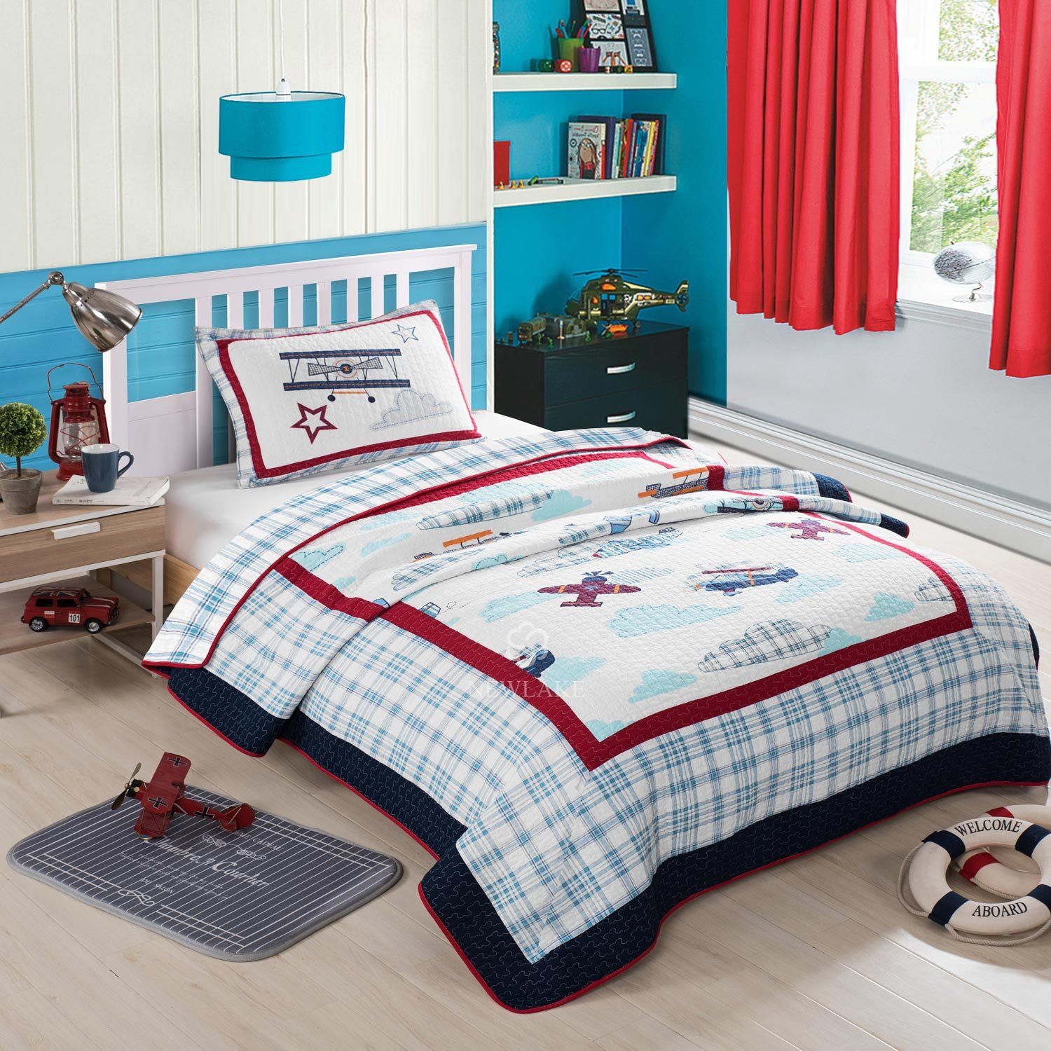 Newlake Airplane Bedding Quilt Set For Kids 2 Pieces Of Newlake Airplane Bedding Quilt Set For Kids 2 Pieces Of