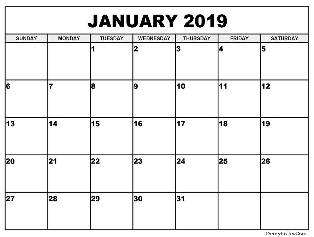 January 2019 Calendar Excel Template