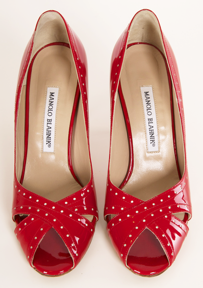 manolo blahnik polka dot shoes