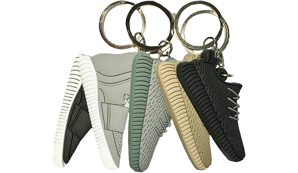 Full Set of 5 Adidas Yeezy 2D Flat Keychains | Accessories Flat Silicon Sneaker Keychain Adidas Ultra Boost Black