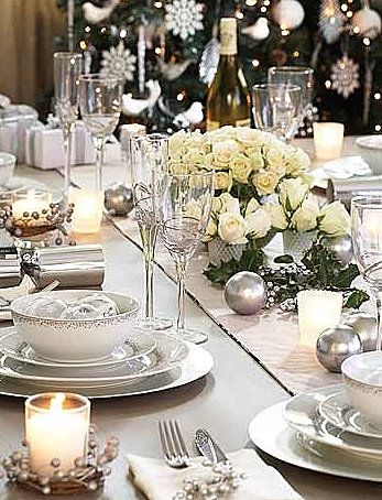 Silvery And White Holiday Tablescape Brabourne Farm Christmas Outside The Lines Renk White Christmas Decor No Too Hanging In Background