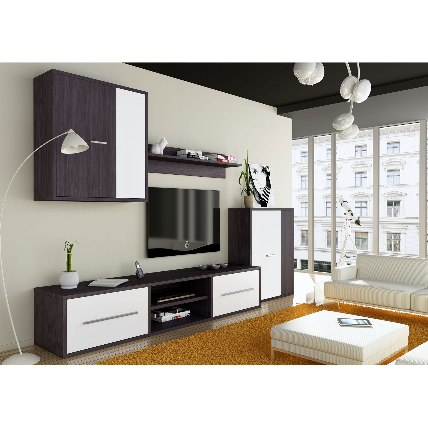 Mueble de salón EL MAS BARATO de estilo moderno 220 cm. Wengué ferrara ... - 2e423a917861823b6e895f654838Dacf