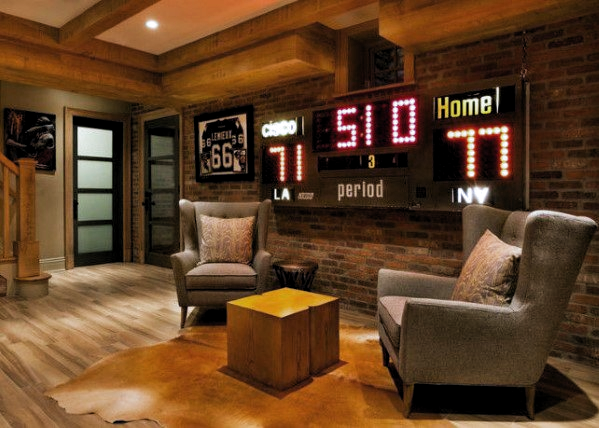 60 Basement Man Cave Design Ideas For Men Manly Home Interiors Sports Man Cave Man Cave Home Bar Man Cave Basement