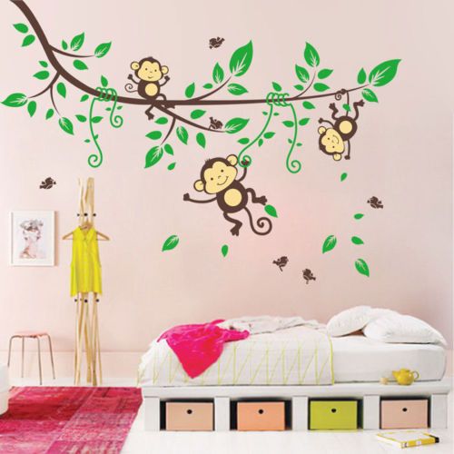 Monkey swing on the vine Wall Quote Wall Stickers Vinyl Decor Kids Nursery home