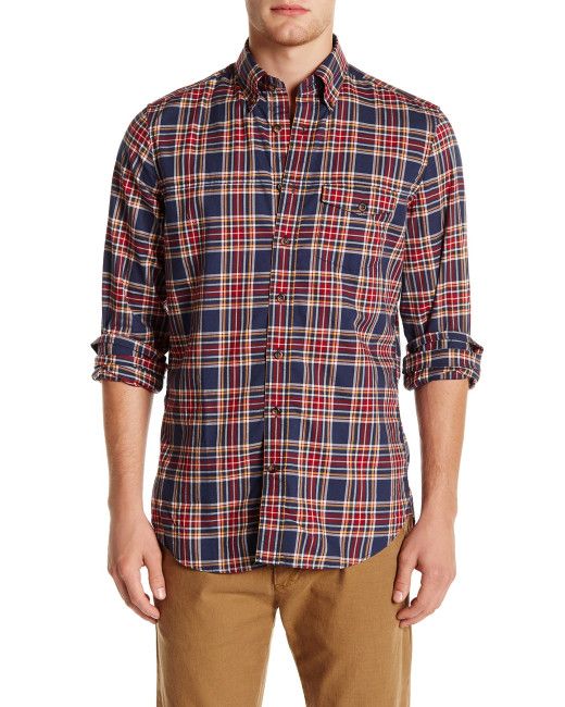 Gant Rugger Blue Fitted Rockaway Twill Check Long Sleeve Shirt for men | Long sleeve shirts