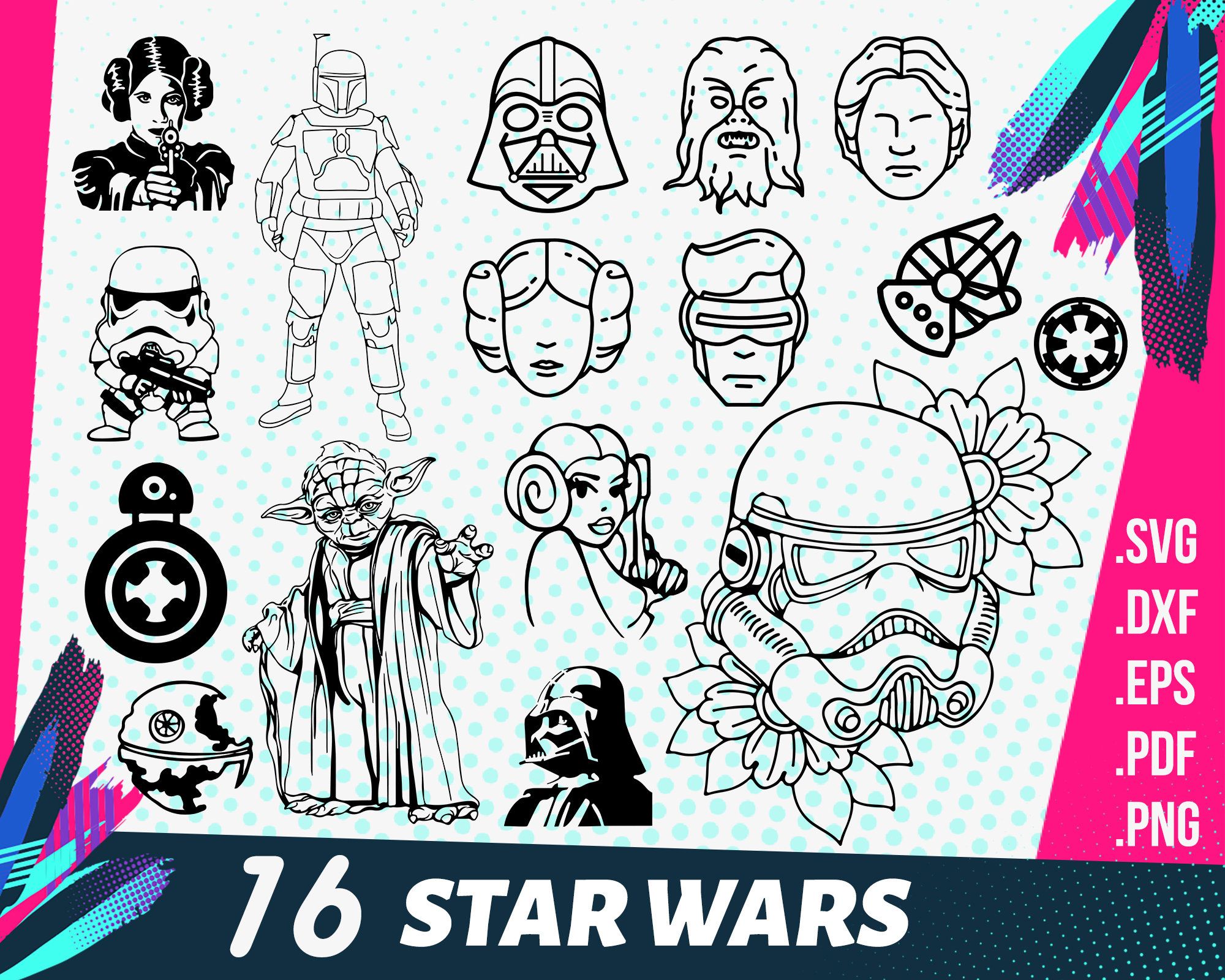 Download Star Wars Svg Darth Vader Svg Yoda Svg Star Wars Clipart Stormtrooper Svg Star Wars Silhouette Chewbacca S Star Wars Decal Star Wars Silhouette Star Wars