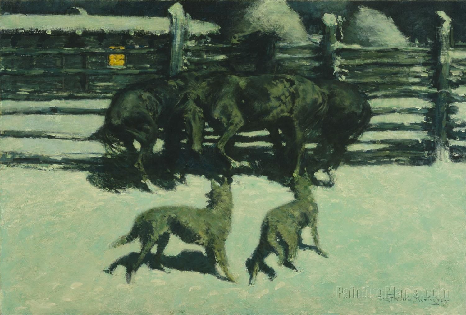 Moonlight Wolf by Frederic Remington Giclee Canvas Print Repro