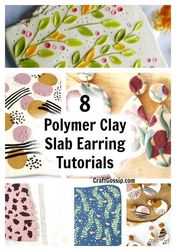8 Polymer Clay Slab Earring Tutorials – Polymer Clay Polymer Clay Cane Tutorial, Diy Earrings Polymer Clay, Polymer Clay Jewelry Diy, Polymer Clay Canes, Cute Polymer Clay, Polymer Crafts, Fimo Clay, Polymer Clay Projects, Polymer Clay Creations