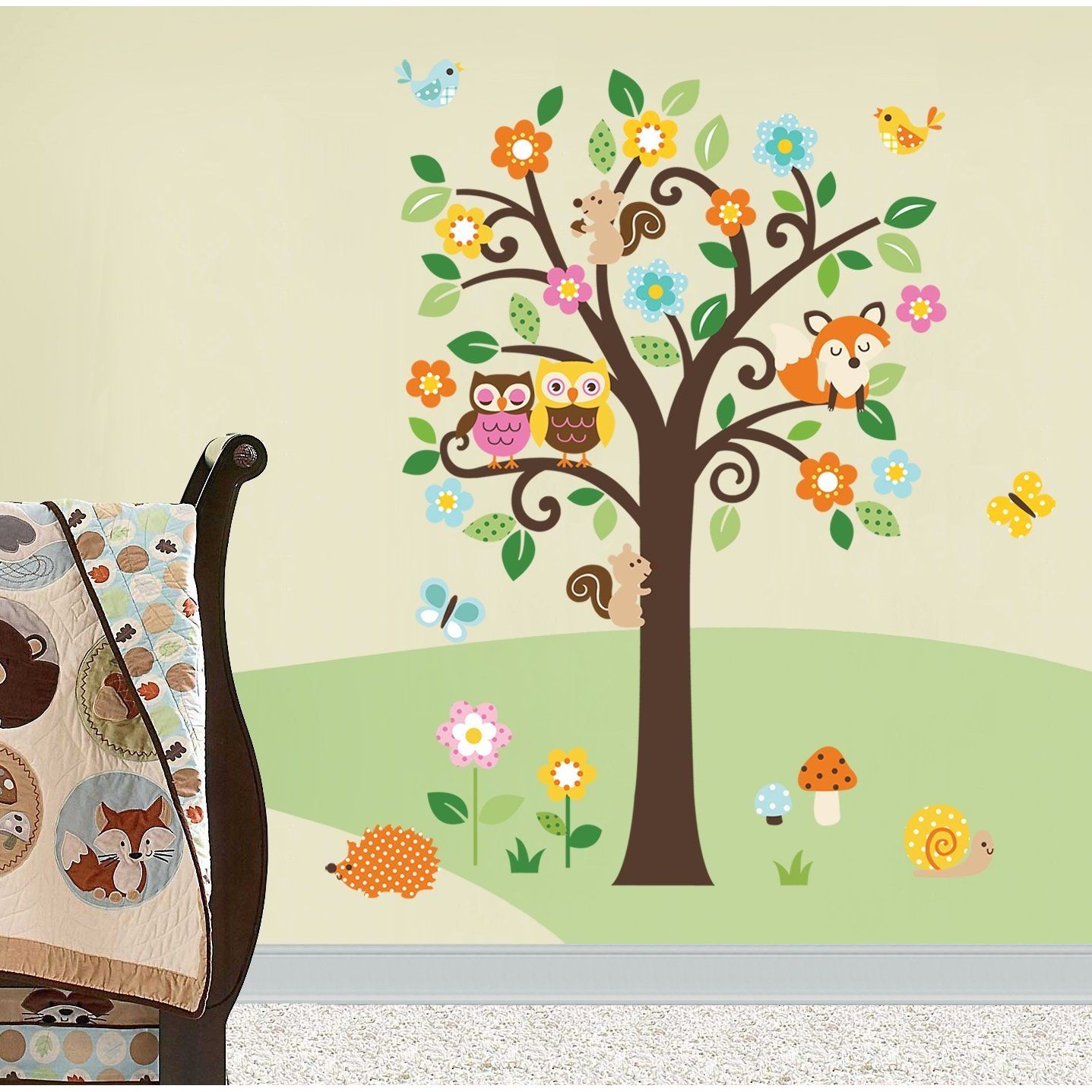 Nursery amovible Hiboux Arbre Wall Stickers For Kids Room Home Decor HFE
