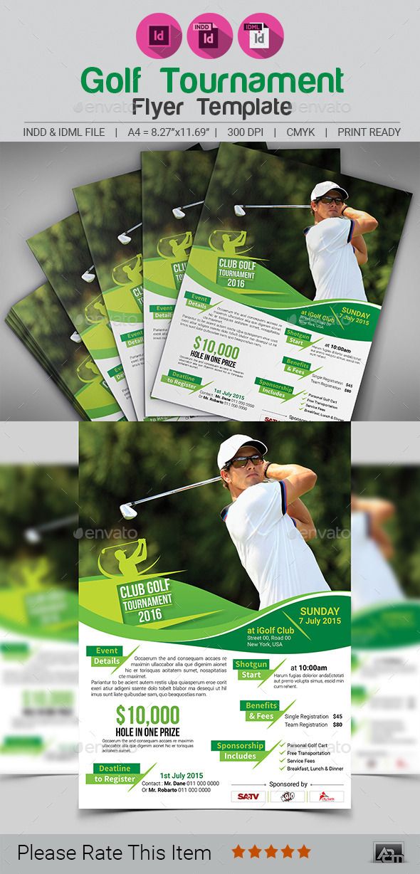 golf tournament flyer template v2 by aam360 features size 8 27â