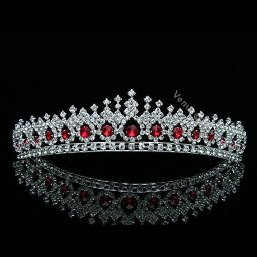 Details about Gorgeous Apple Red Rhinestone Crystal Bridal Wedding Prom Crown Tiara 7561 #crowntiara