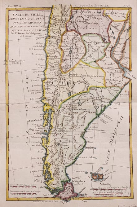 Bonne S Map Of Chili Argentina Paraguay Patagonia 1780 Michael Jennings Antique Maps And Prints In 2020 Zuid Amerika Kaarten Amerika
