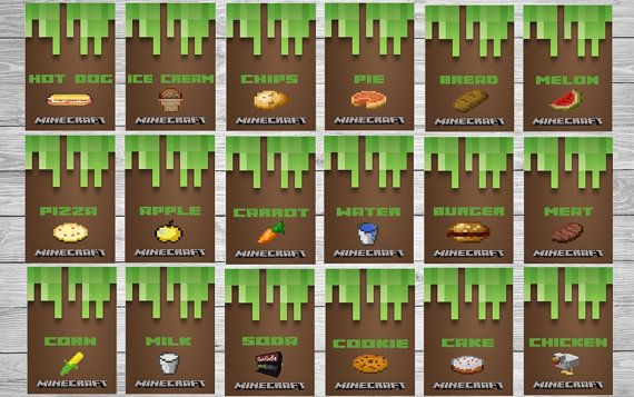 Minecraft Food Labels Minecraft Food Tents by DJsPrintables | Minecraft food labels, Minecraft ...