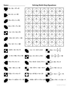 Solving Two Step Equations Color Worksheet Practice 5