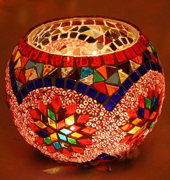 Glaswindlicht * Großes Mosaik Kerzenhalter Windlicht handarbeit * Glaswindlicht * Großes Mosaik Kerzenhalter Windlicht handarbeit *