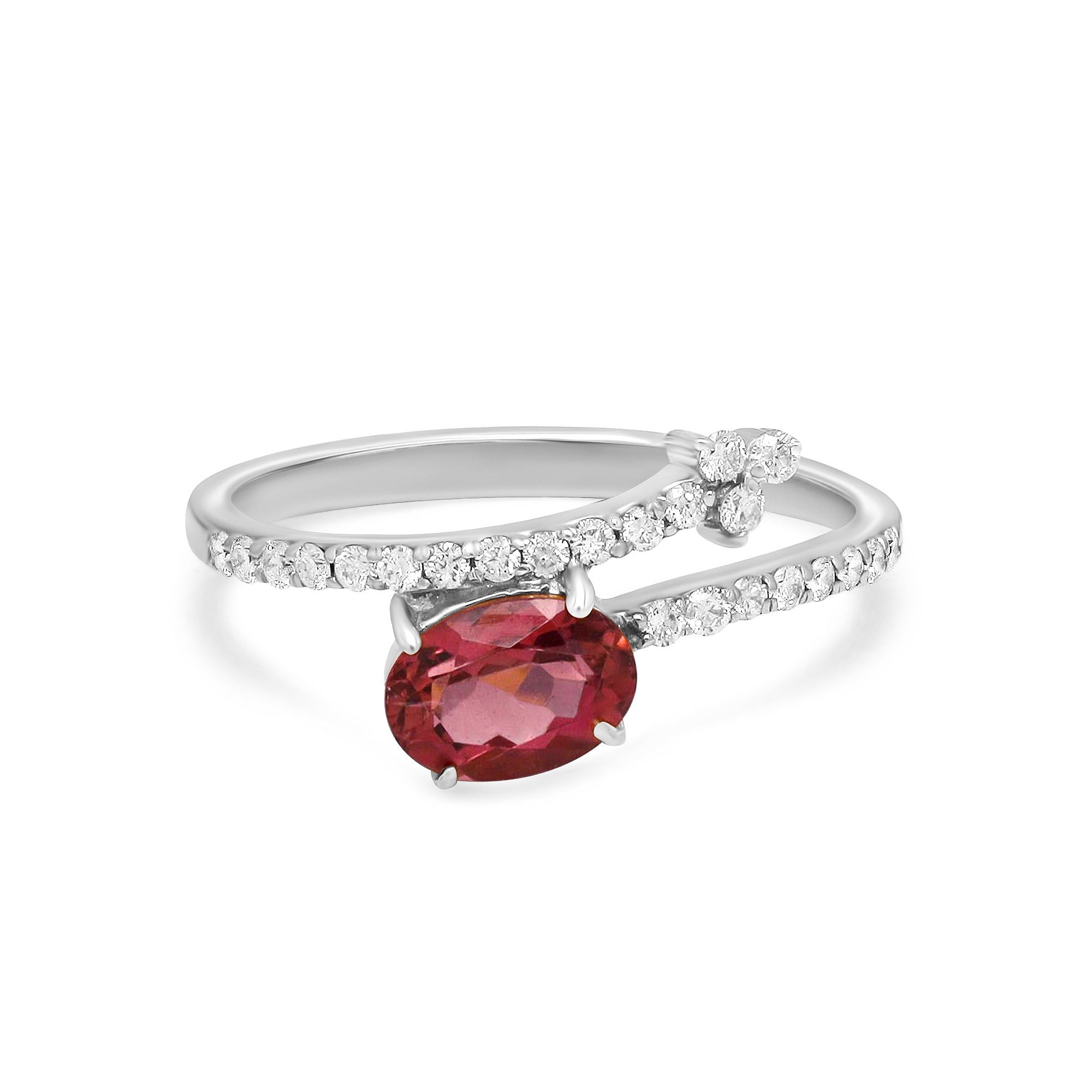 Material: 14k/18k gold Color Options: Yellow Gold, White Gold, Rose Gold, Platinum ★ Center StoneOval Pink TourmalineSize: 5x7 mmApprox Weight (Ct): 0.91★ Band StonesDiamond RoundSize: 1.5 mm * 3 No.s, 1.3 mm * 20 No.s Approx Weight (Ct): 0.21★ Band Width: 1.3 mm Pink Tourmaline Engagement Ring, Green Tourmaline Ring, Tourmaline Jewelry, Moonstone Engagement Ring, Unique Engagement Rings, Gemstone Jewelry, Gold Diamond Rings, Diamond Wedding Bands, 80 Bands
