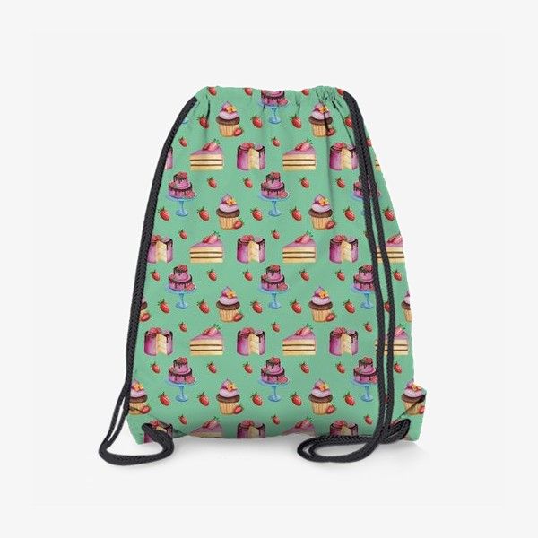 Рюкзак «Акварельные тортики на мятном фоне» Drawstring Backpack, Backpacks, Bags, Handbags, Backpack, Backpacker, Bag, Backpacking, Totes