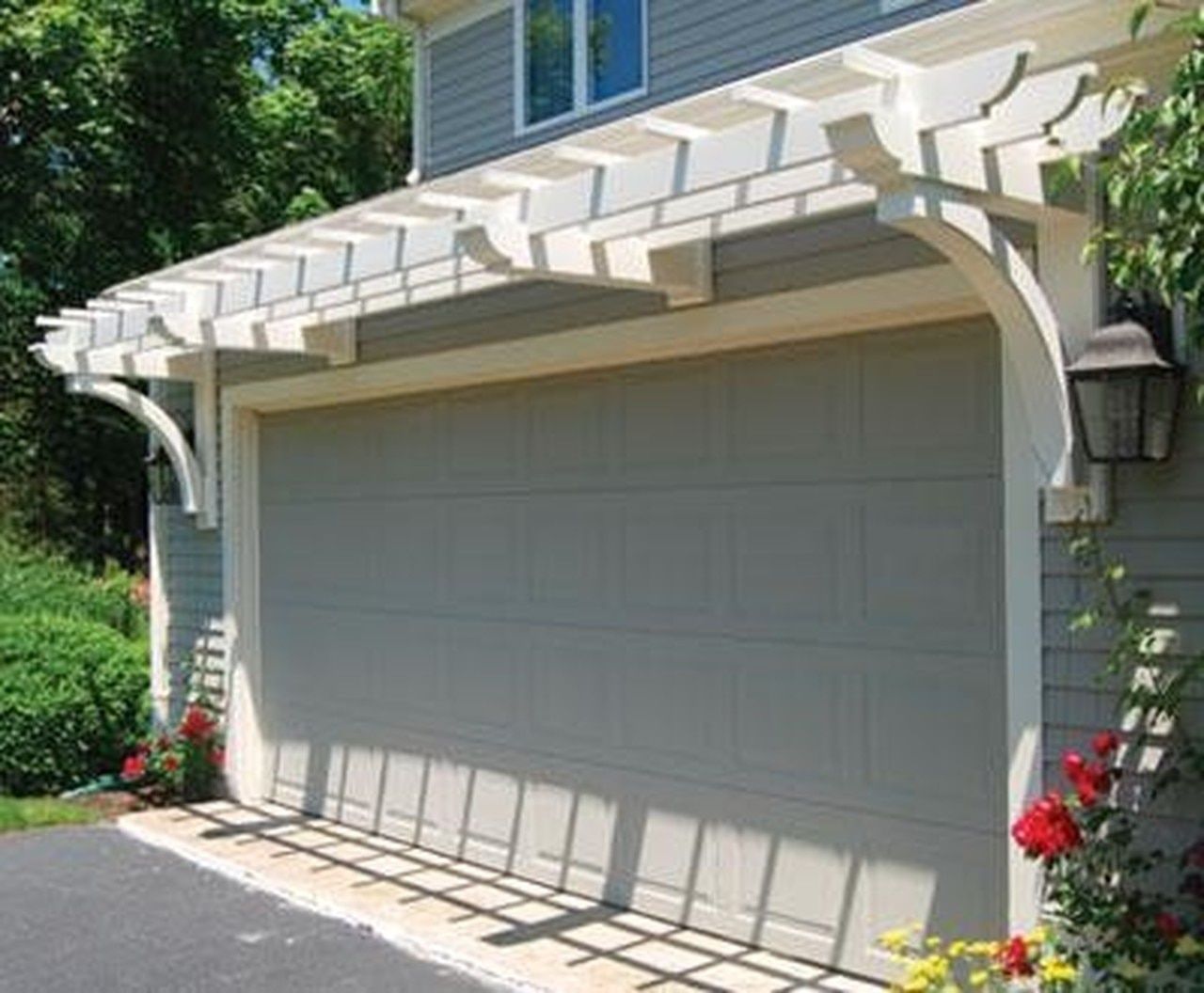 Garage Door Trellis, Garage Arbor, Door Pergola, Pergola Plans, Pergola Ideas, Door Arbor, Garage House, House Front, Car Garage