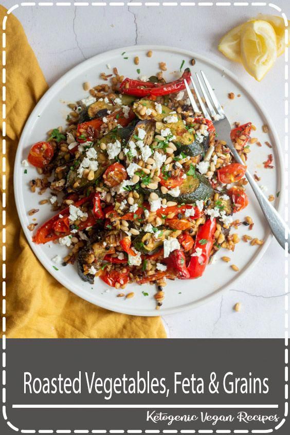 Mediterranean Roasted Vegetables with Mixed Grains and Feta | These oven roasted vegetables are mix