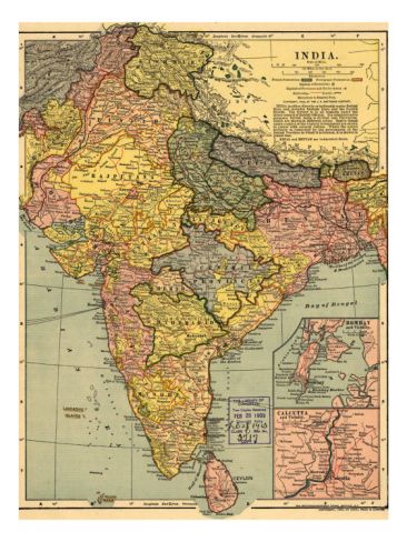 1888 Miniature INDIA Map Vintage Map of India Gallery Wall Art Office Decor Gift for Traveler Graduation Wedding Birthday 11348