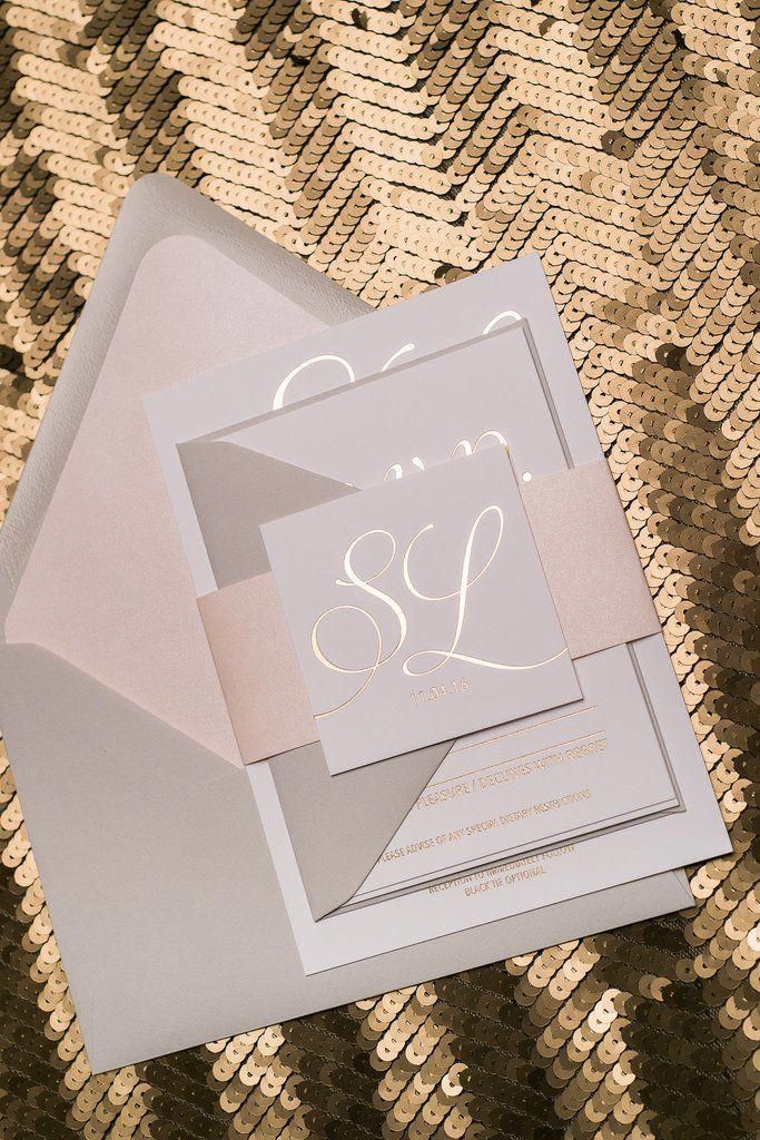 MATTHEW Suite Romantic Package, blush and grey, neutral wedding invitations, ros...