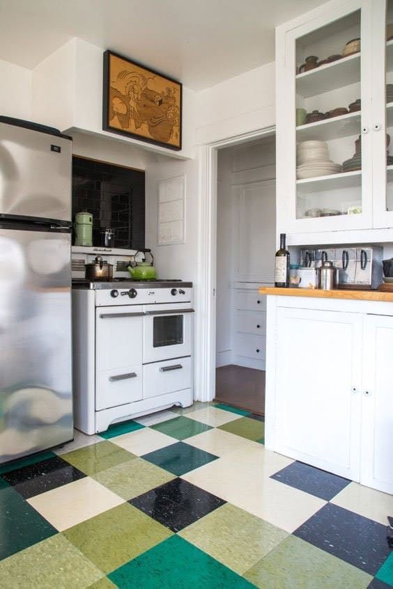 vinyl linoleum tiles can actually look good really flooring ideas kitchen floors and 1940s decor