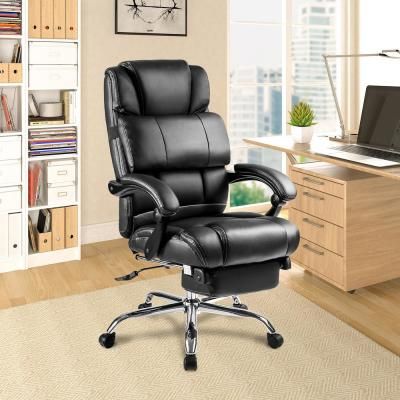 Merax Black Ergonomic PU Leather Big and Tall Office Chair with Footrest PP189619BAA - The Home Depot
