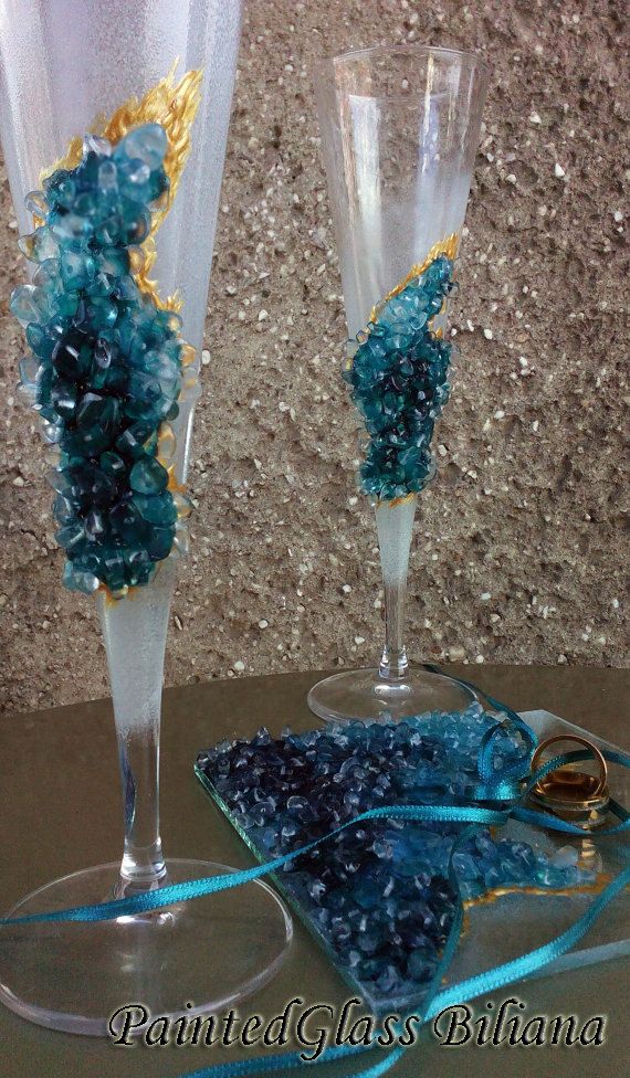 Geode wedding theme Ring bearer holder hand painte Geode wedding theme Ring bearer holder hand painte