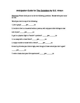 Do You Use Anticipation Guides In Your Class I Just Love Them Here S A Free One For The Outsiders Novel Anticipation Guide Student Teaching Teacher Tools